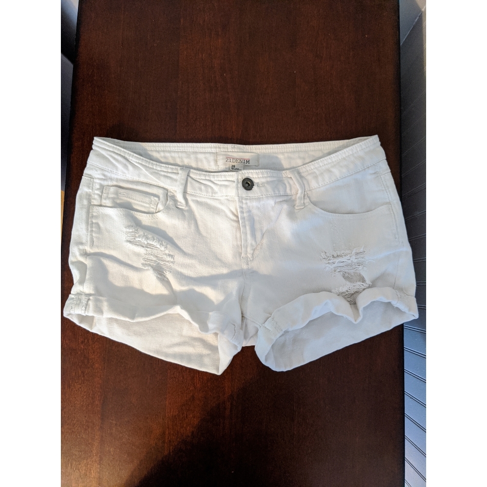 White denim shorts